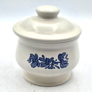 Vintage Pfaltzgraff Yorktowne Blue Flower Stoneware Sugar Bowl with Lid